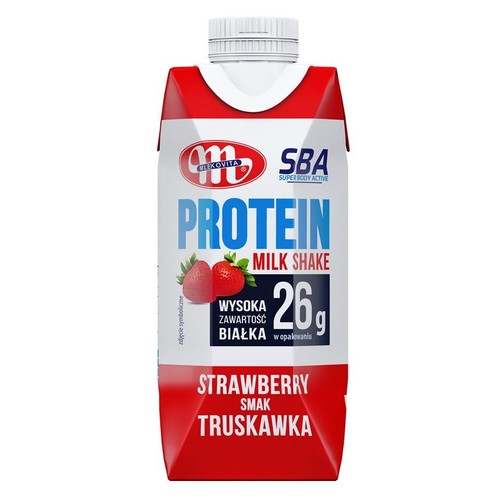 Milk Shake mleczny napój proteinowy o smaku truskawkowym Mlekovita 350 g