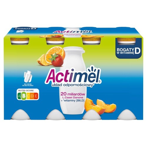Actimel L.casei z witaminami B6 i D wieloowocowy Danone 8 x 100 g