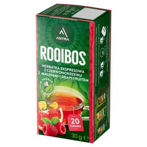 Rooibos Herbata z czerwonokrzewu z malinami i grapefruitem  Astra 20 torebek