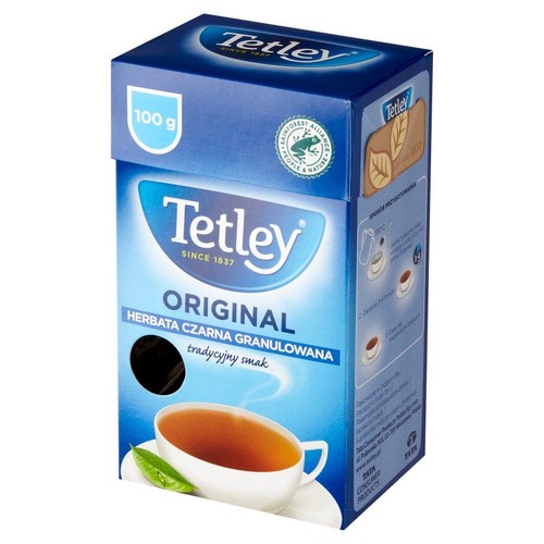 Tetley Original herbata czarna granulowana, 100g, z certyfikatem Rainforest Alliance.