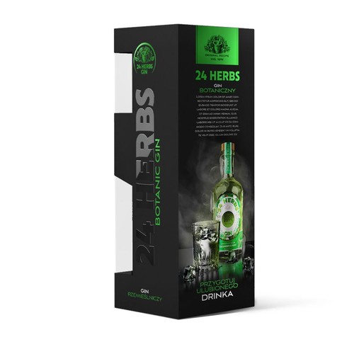 Zestaw Gin Cucumber Mint alk. 40,0% obj. + szklanka 24 Herbs 700 ml