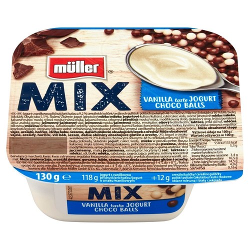 Mix Jogurt waniliowy z kuleczkami w czekoladzie  Müller 130 g
