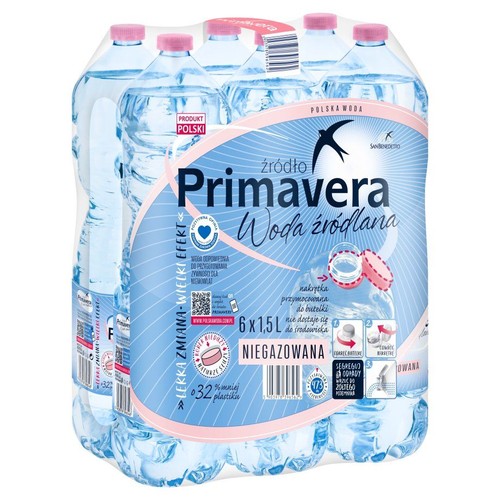 Woda źródlana niegazowana Primavera 6 x 1,5 l