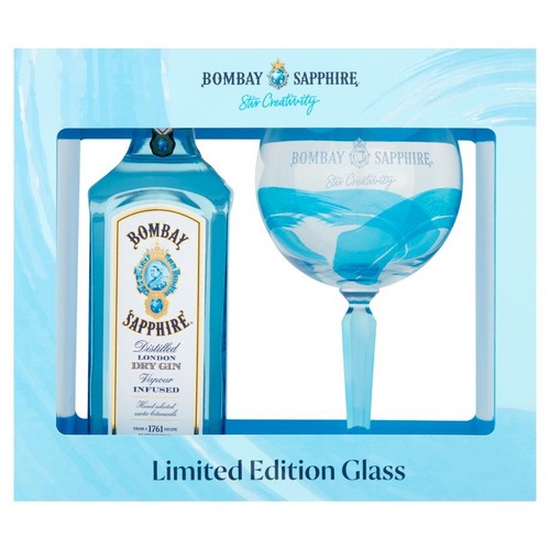 Gin London Dry Gin alk. 40,0 obj. + kieliszek w zestawie Bombay Sapphire 700 ml