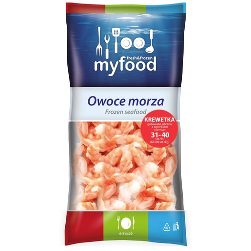 Krewetki  gotowane obrane z ogonkiem 31-40 MyFood 1kg