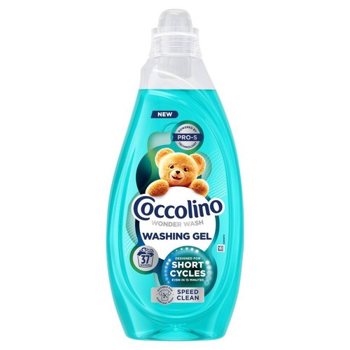 Butelka żelu do prania Coccolino Wonder Wash, 37 prań. Z misiem, do krótkich cykli, szybkie czyszczenie.