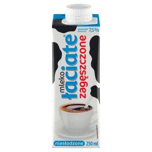 Mleko zagęszczone niesłodzone 7,5% tłuszczu Łaciate 250 ml