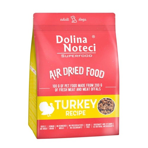 Karma Dolina Noteci Superfood dla psów dorosłych. Suszona powietrzem, smak indyk. Bez zbóż, konserwantów i barwników.