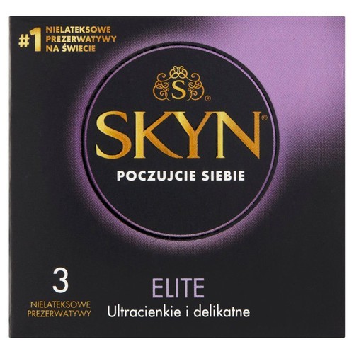 Prezerwatywy SKYN Elite, 3 sztuki. Nielateksowe, ultracienkie i delikatne.