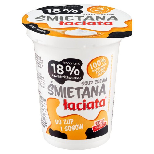 Śmietana zawartość tłuszczu 18% Łaciata 330 g