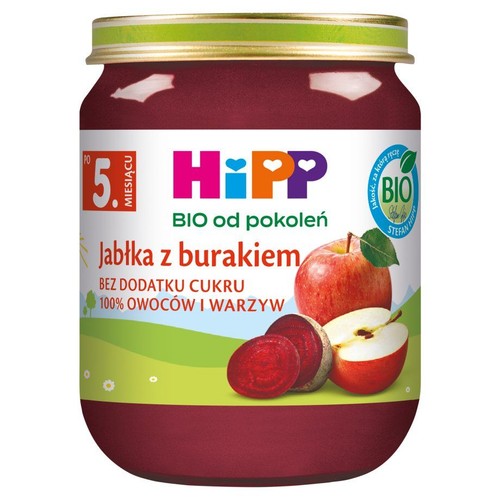 BIO Jabłka z burakiem po 5 miesiącu HIPP 152 g