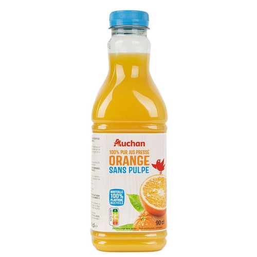 Sok pomarańczowy bez miąższu 100% Auchan 900 ml