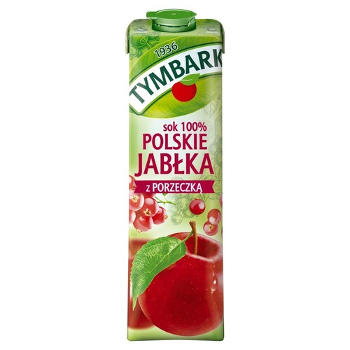 Sok z jabłek i czerwonych porzeczek 100 % Tymbark 1 l