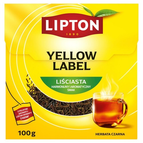Opakowanie herbaty Lipton Yellow Label, liściasta, 100g.