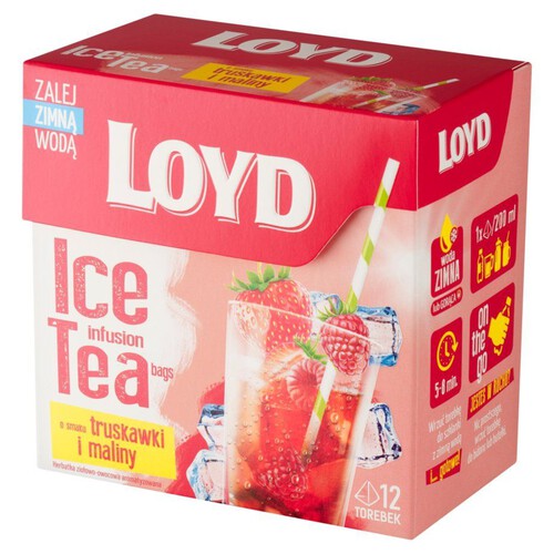 Ice Tea o smaku truskawki i maliny Loyd 12 torebek