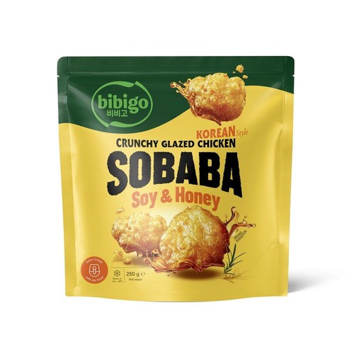 Opakowanie produktu spożywczego. Na etykiecie widnieje napis "CRUNCHY GLAZED CHICKEN" (Chrupiący Kurczak w Glazurze).