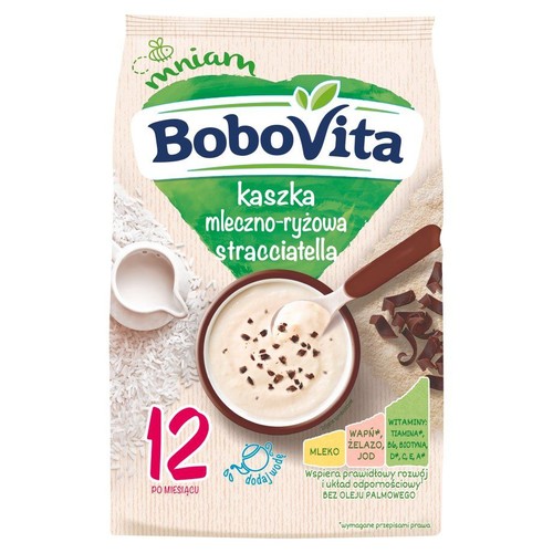 Kaszka mleczno-ryżowa stracciatella po 12 miesiącu Bobovita 210 g