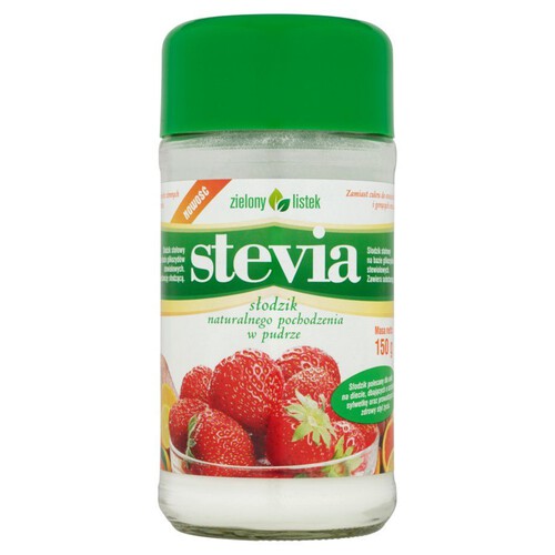 Stevia. Słodzik stołowy na bazie glikozydów stewiolowych Zielony listek 150 g