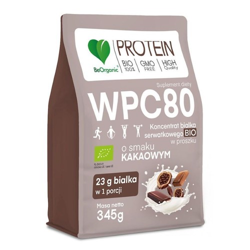 BIO Koncentrat białka serwatkowego WPC 80 kakao   BeOrganic 345 g