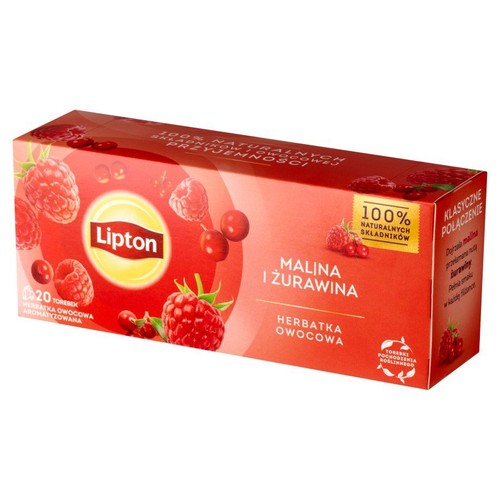 Herbata owocowa malina z żurawiną  Lipton 20 torebek