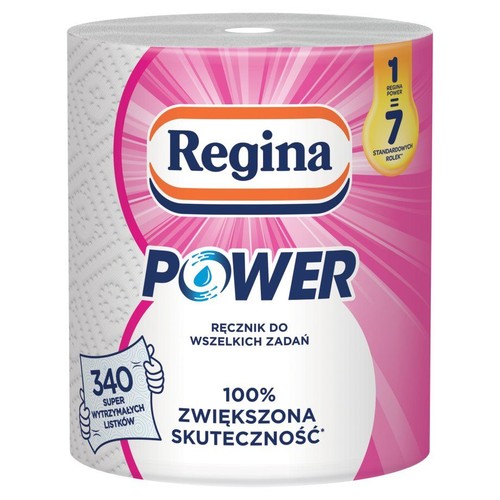 Rolka ręcznika papierowego Regina Power. 340 listków, 100% zwiększona skuteczność.