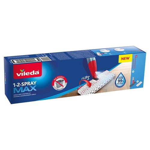 Vileda 1-2-SPRAY MAX, mop sprayowy. Usuwa ponad 99% bakterii. Nowość.