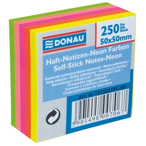 Mini kostka samoprzylepna 50x50mm neonowa Donau 250 kartek