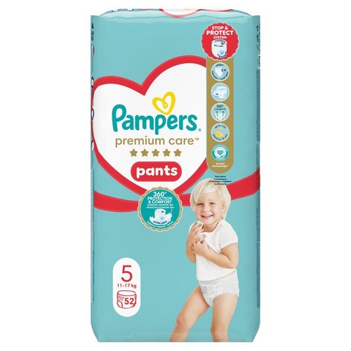 Pieluszki Premium Care Pants 5  12-17 kg  Pampers 52 sztuki