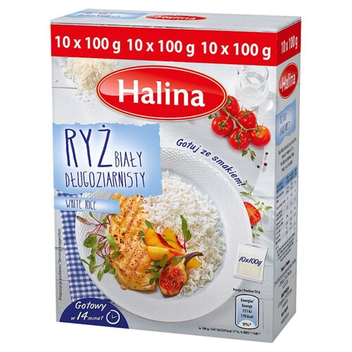 Ryż biały długoziarnisty  Halina 10 x 100 g