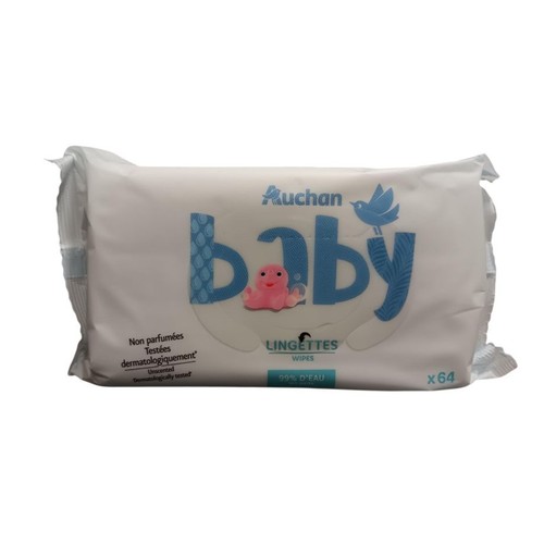 Chusteczki nawilżane 99% wody Auchan baby 64 sztuki