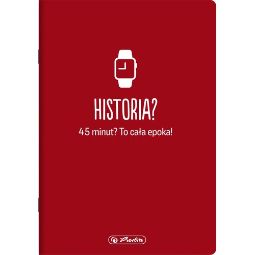 Czerwona okładka z ikoną smartwatcha i napisem "HISTORIA? 45 minut? To cała epoka!". Logo Berlitz na dole.