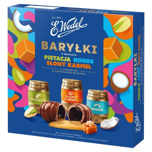 Baryłki o smakach pistacja, kokos, słony karmel E.Wedel 200 g