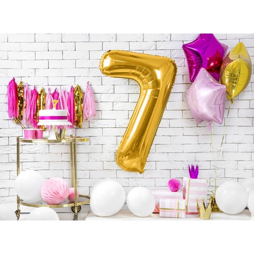 Balon foliowy Cyfra '7' 86cm złoty (1 op. / 1 szt.) PartyDeco 1 sztuka