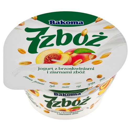 Jogurt 7 zbóż z brzoskwiniami Bakoma 140 g
