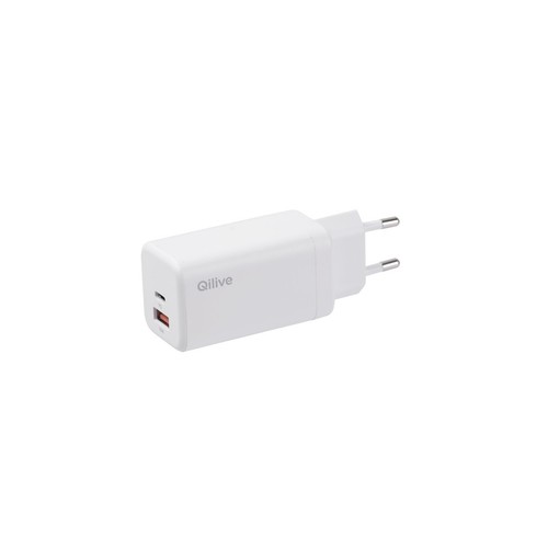 Ładowarka sieciowa USB-A/USB-C 65W biała Qilive 1 sztuka