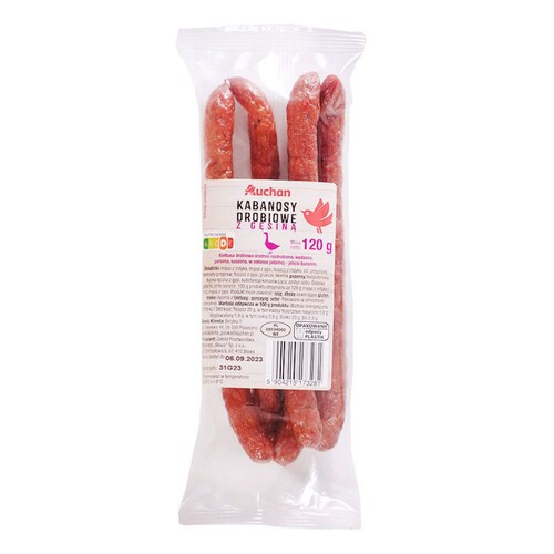 Kabanosy drobiowe z gęsiną Auchan 120 g