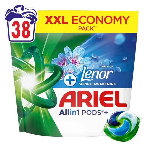 Ariel Allin1 PODS+ w opakowaniu ekonomicznym XXL, 38 sztuk. Z dodatkiem Lenor Wiosenna Świeżość.