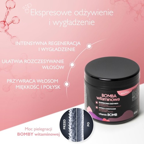 Ekspresowa Maska regenerująca do włosów zniszczonych Vitamin BOMB Joanna 500 g