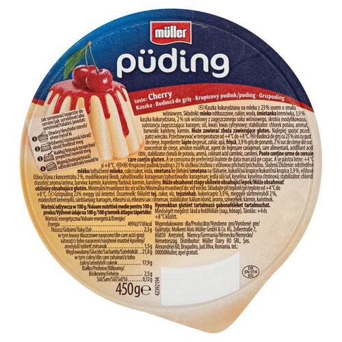 Puding waniliowy z sosem wiśniowym Muller 450 g