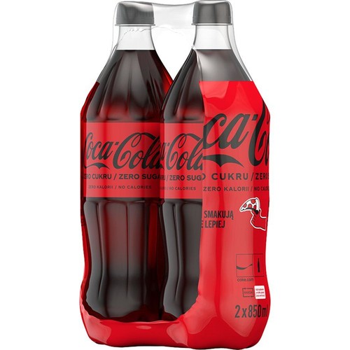 Napój gazowany Zero Cukru o smaku cola  Coca-Cola 2 x 850 ml