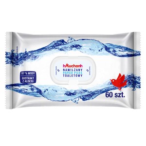 Nawilżany papier toaletowy Pure Auchan 60 sztuk