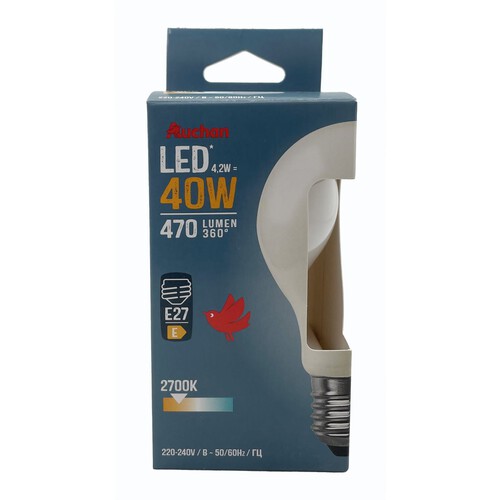 Żarówka LED E27 40W standard ciepła Auchan 1 sztuka