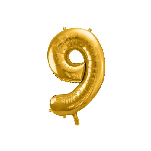 Balon foliowy Cyfra '9' 86cm złoty (1 op. / 1 szt.) PartyDeco 1 sztuka