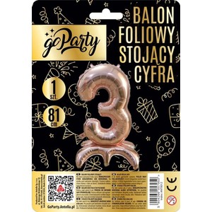 Balon foliowy stojący cyfra 3  GoParty 1 sztuka