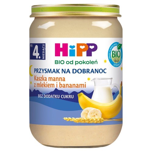 BIO Kaszka manna z mlekiem i bananami po 4. miesiącu HIPP 190 g