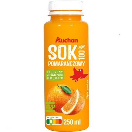 Sok pomarańczowy 100%  Auchan 250 ml