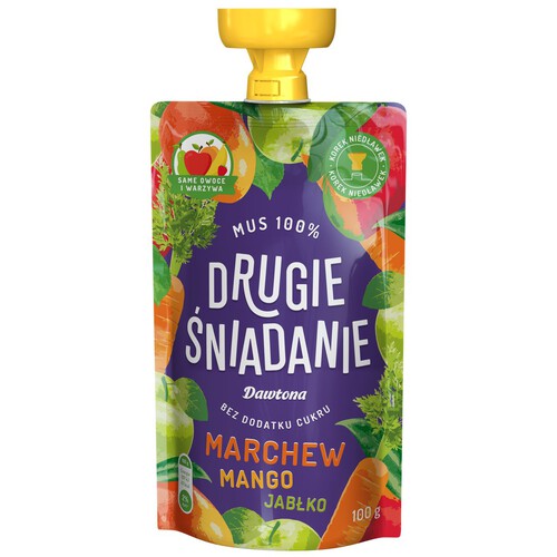 Drugie śniadanie Mus owocowy marchew/mango/jabłko Dawtona 100 g