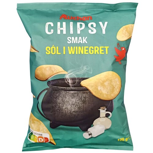 Chipsy o smaku  soli i winegret  Auchan 125 g