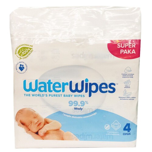 Chusteczki nawilżane  biodegradowalne  WaterWipes 4 x 60 sztuk