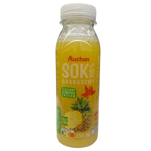 Sok tłoczony ananasowy 100% Auchan 250 ml